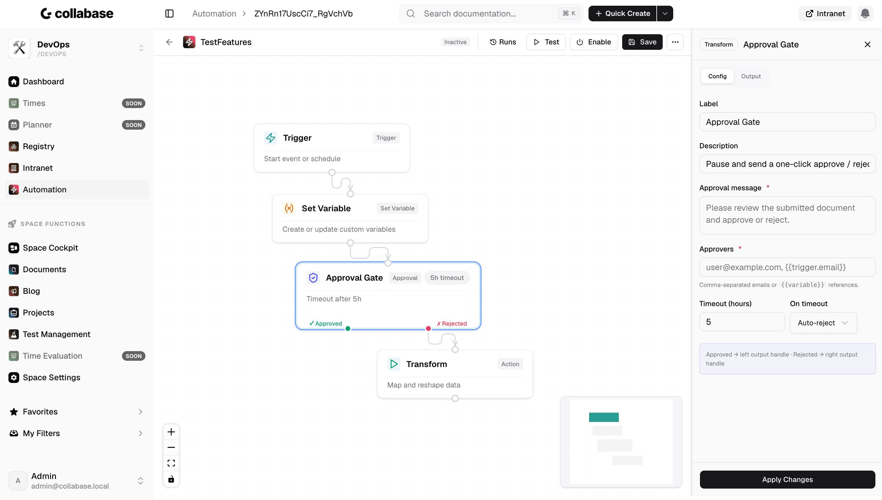 Automation flow con attivatore, condizioni e azioni sulla superficie di lavoro
