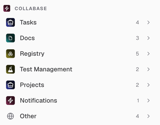 Aktionsbausteine für die Collabase-Apps